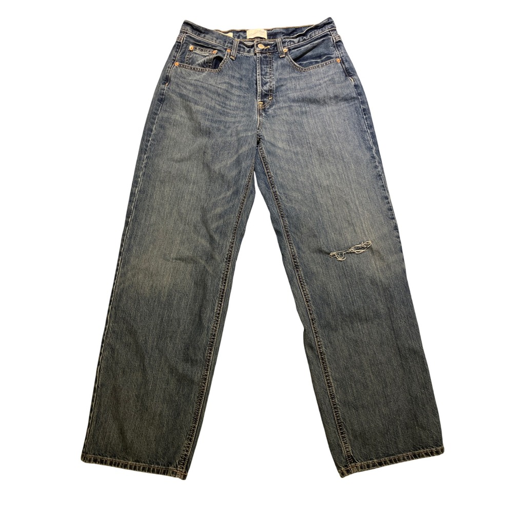 Universal Thread Jeans Women's Size 8 Mid Rise 90s Baggy Blue‎ Distressed
